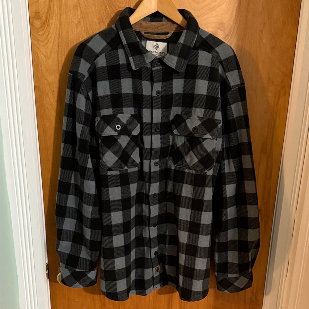 Legendary Whitetails Black and Gray Plaid Men's Casual Button Down Shirt